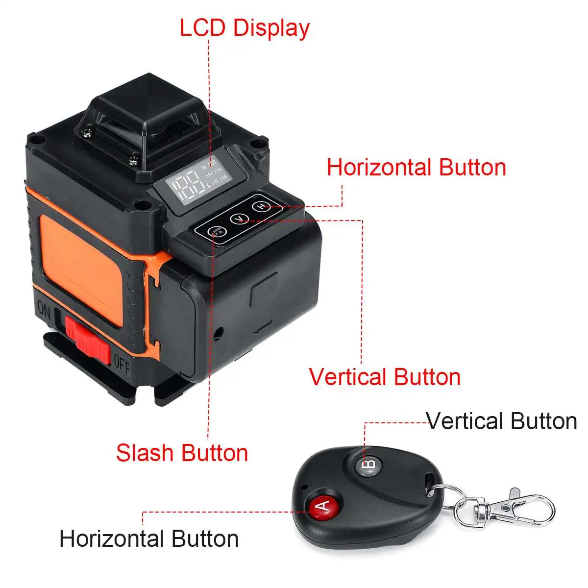  Laser Level 4D 16 Lines LED Display Laser Level Auto Self Leveling 360° Rotary Measure Cross Waterp - 4000171224389