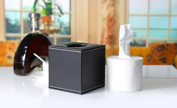 

Roll paper box desktop living room household tissue box square leather roll paper box creative drawer paper towel