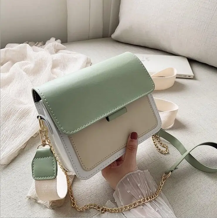 

Contrast color Leather Crossbody Bags For Women 2020 Travel Handbag Fashion Simple Shoulder Messenger Bag Ladies Cross Body Bag