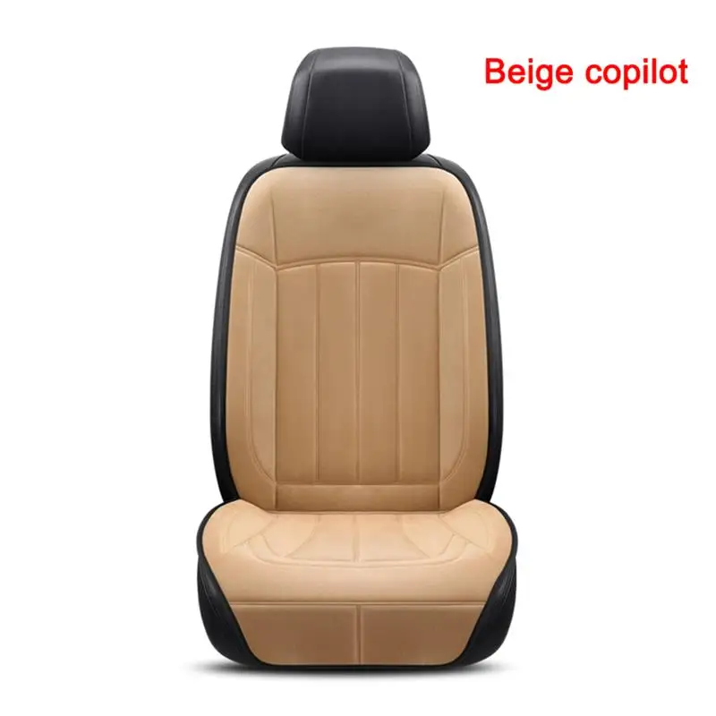 AOZBZ 12-24V Регулируемый подогреваемое кресло для автомобиля, наволочка чехол для сиденья нагреватель, Утепленная зимняя куртка, зимняя подушка Утепленная одежда сиденья - Название цвета: Beige copilot