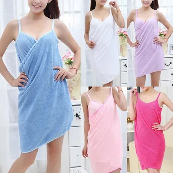 

Newly Wearable Microfiber Towel Deep V Sling Bath Towel Skirt Strong Absorbent Home Bathing Beach XSD88