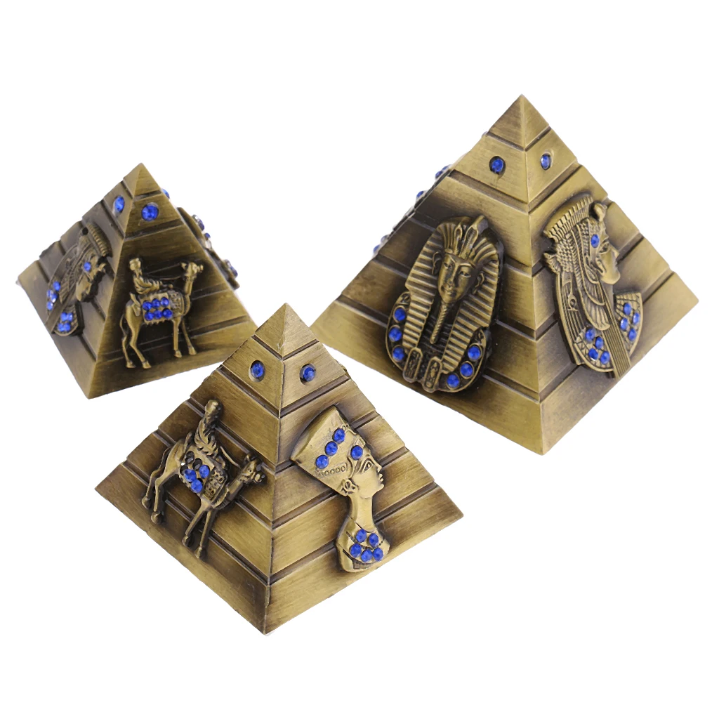 3pcs/set Metal Egyptian Pyramids Architectural Souvenir Keepsake Urn