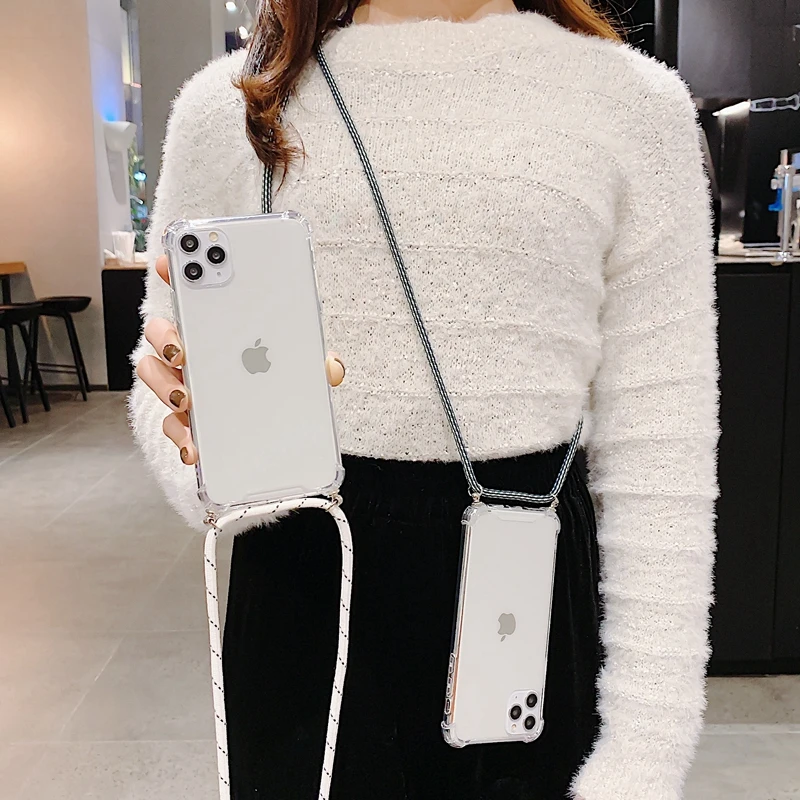 Прозрачный противоударный чехол для Vivo X21 X21i X23 X27 X30 X50 Pro Plus Y81 Y83 Y85 с ремешком через