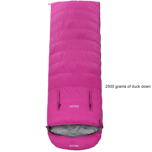 Pink 2.5kg Duck Down Зимний Открытый Ручной спальный мешок для кемпинга, походов, скалолазания, двойной спальный мешок, дорожная Водонепроницаемая спальная кровать - Цвет: Pink 2.5kg Duck Down
