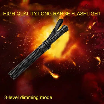 

Sets Powerful Zoomable Q5 Led Flashlight Telescopic Self Defense Stick Tactical Baton Rechargeable Flash Light Torch
