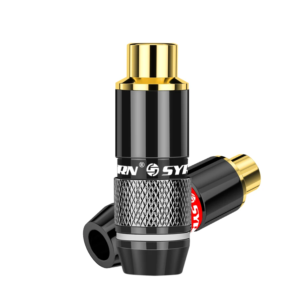 High Quality 24K Gold RCA Jack Audio Video Connector Adapter For HIFI Audio DIY Cable black&red 1/pair speaker plug RCA Plug