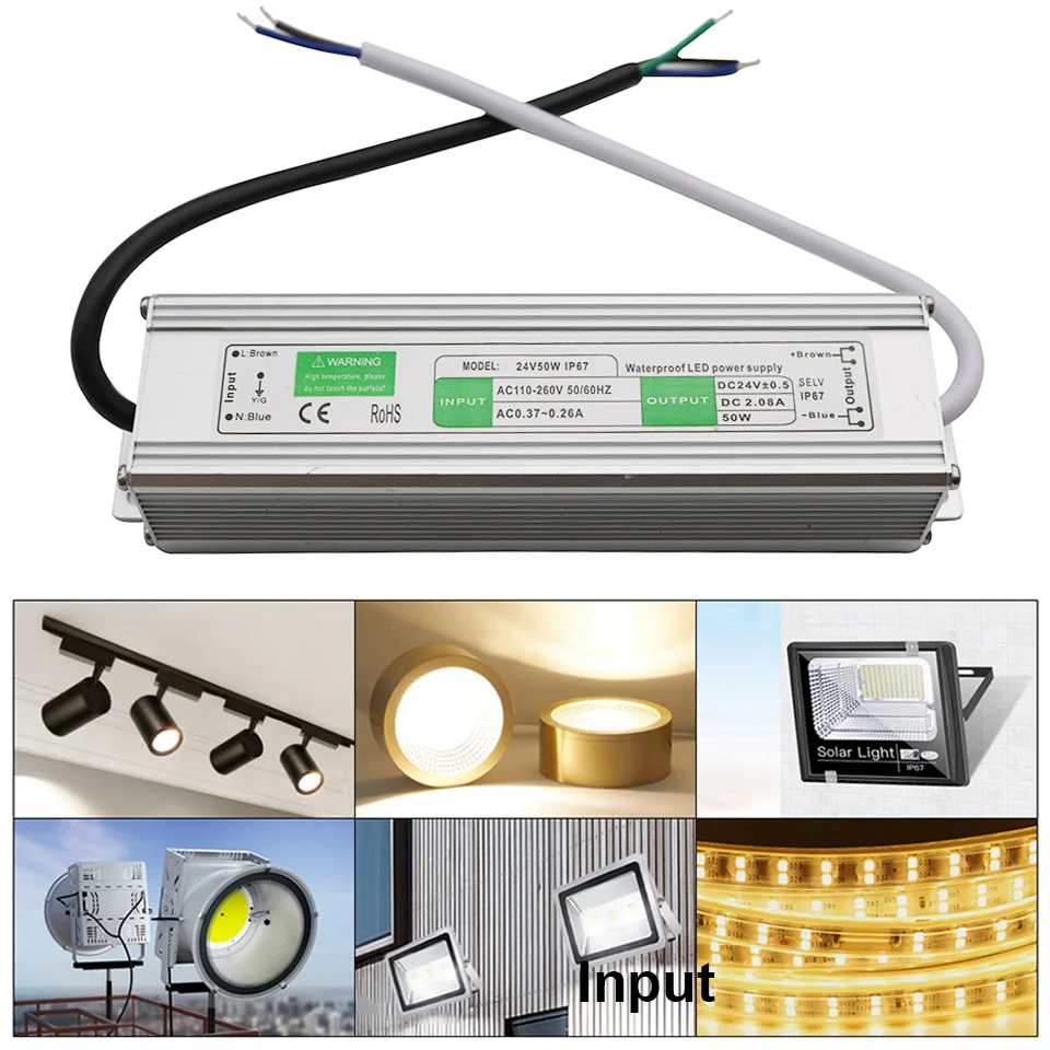 DC 24V Power Supply LED Driver IP67 Outdoor Waterproof AC-DC 220V 10W 15W 20W 36W 50W 60W 80W 120W for led strip | Освещение