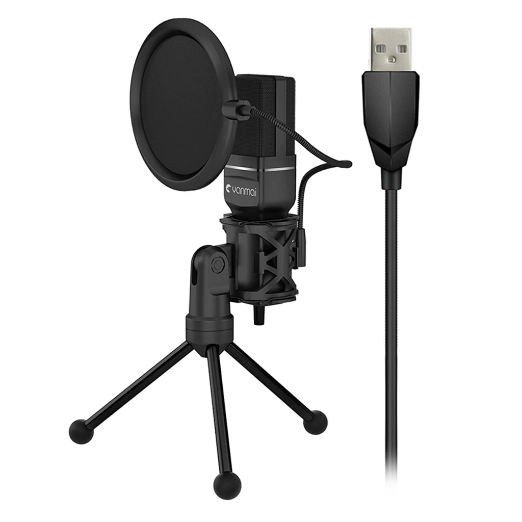 USB Microphone Mic With Stand Tripod Audio Recording For Computer PC Phone Desktop Computer Game Recording Condenser Microphone