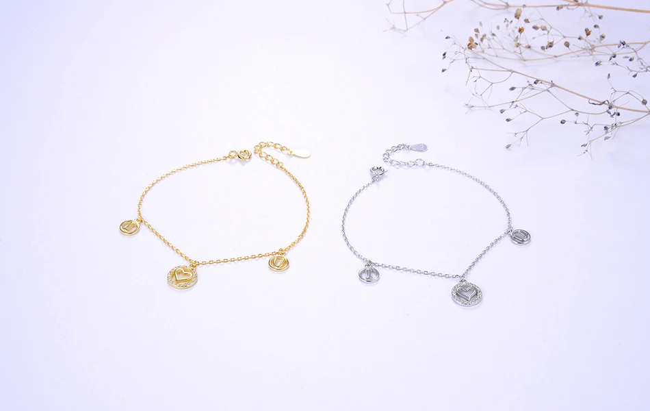 ORSA JEWELS изысканные 925 удлиняющие женские браслеты буквы и сердца подлинное серебро высшей пробы роскошные женские повседневные ювелирные изделия SB52
