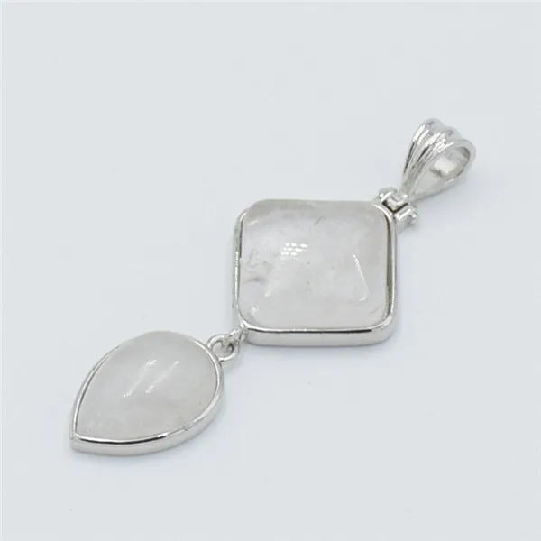 white crystal Новая капля воды квадратной формы кулон из натурального камня розовый кристаллический кварц Lapis Геометрическая подвеска для ожерелья женские мужские ювелирные изделия - Окраска металла: white crystal