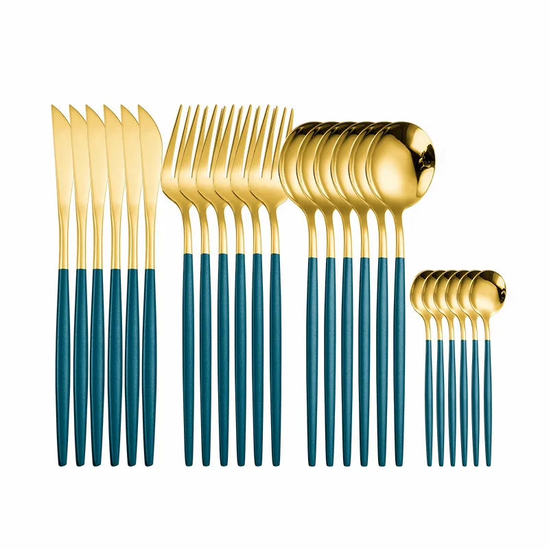 Черный Нержавеющая сталь столовых приборов в комплекте эко посуда чехол для