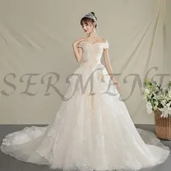 Роскошное Свадебное платье большого размера без рукавов, со шлейфом, со шнуровкой сзади, бальное платье с жемчужинами, с вышивкой
