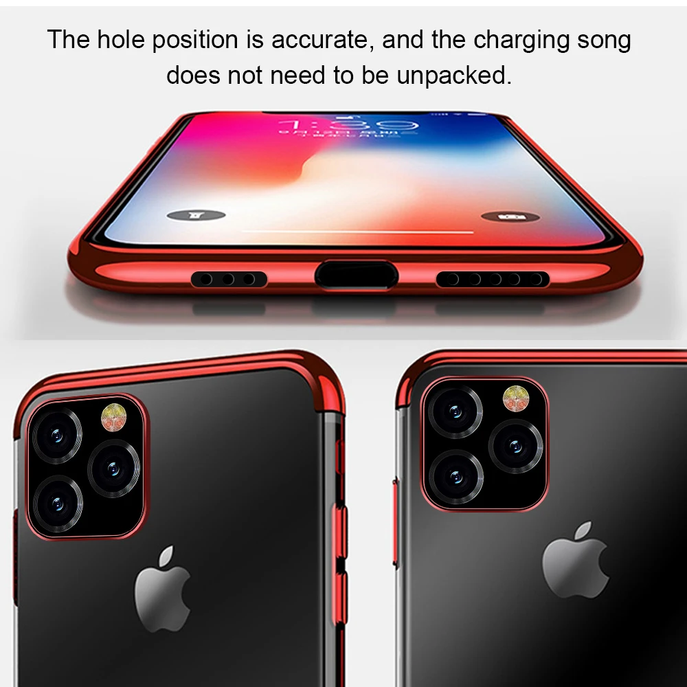 Для iPhone 11 6,1 дюймов чехол с лазерным покрытием Роскошный чехол из мягкого ТПУ прозрачный чехол для iPhone 11 Pro Max легкие Чехлы для телефона с кристаллами Fundas