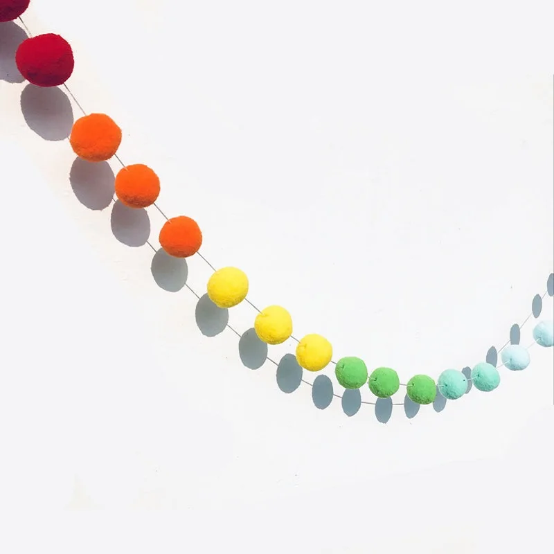 

2.5Meter Colorful Pompom Pendant Garland Ins Nordic Series Wool Felt Ball String DIY Handmade Nursery Children Room Decor