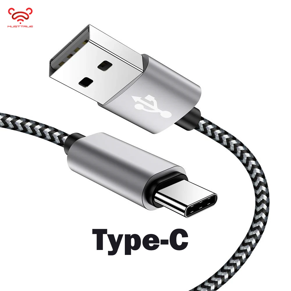 

MUSTTRUE USB Type-C Cable Braided Charging Wire type c Cord USB C for Huawei P20 Pro Mate 20 lite Xiaomi Mi9 redmi note 4 cable