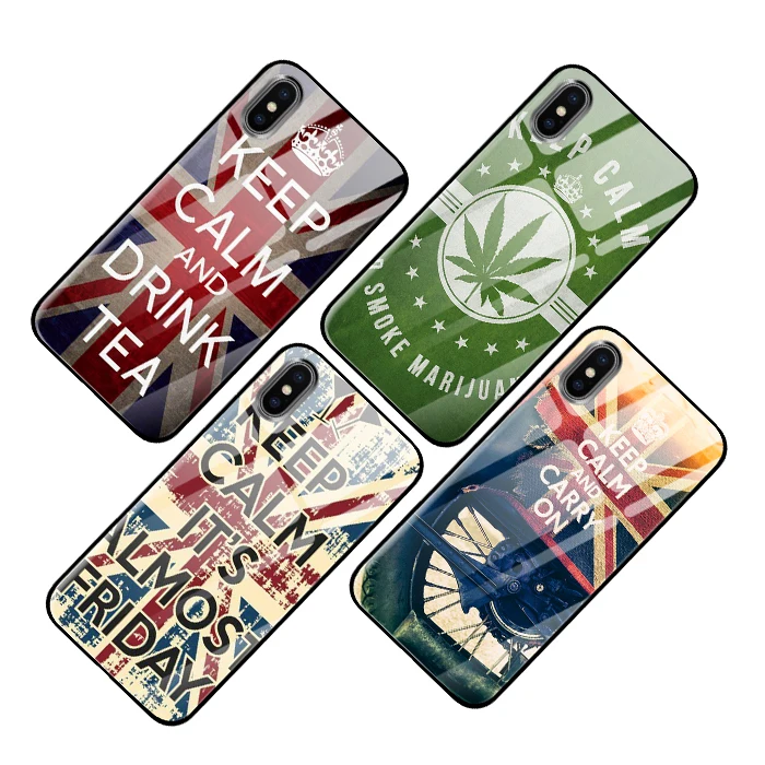 Keep calm роскошные чехлы для телефонов из закаленного стекла для iPhone 5 5S SE 6 6s 7 8 Plus X XS Max XR задняя крышка
