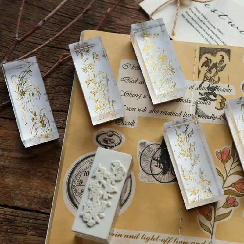 

1 Pcs Hot Sale Vintage Plant Series Acrylic Stamp DIY Acrylic Stamps for Stationery Scrapbooking Transparent Stamps