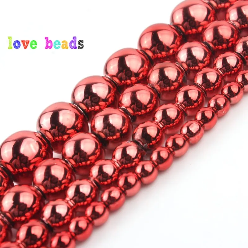 

3/4/6/8/10mm Smooth Red Hematite Stone Beads Natural Stone Round Spacer Bead For Jewelry Making DIY Bracelet Necklace 15"