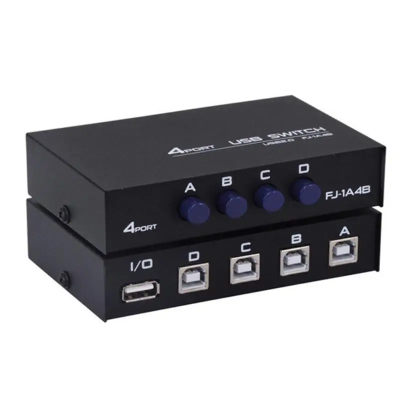 USB 2.0 4 Ports Sharing Switcher Selector Adapter Box Hub for PC Scanner