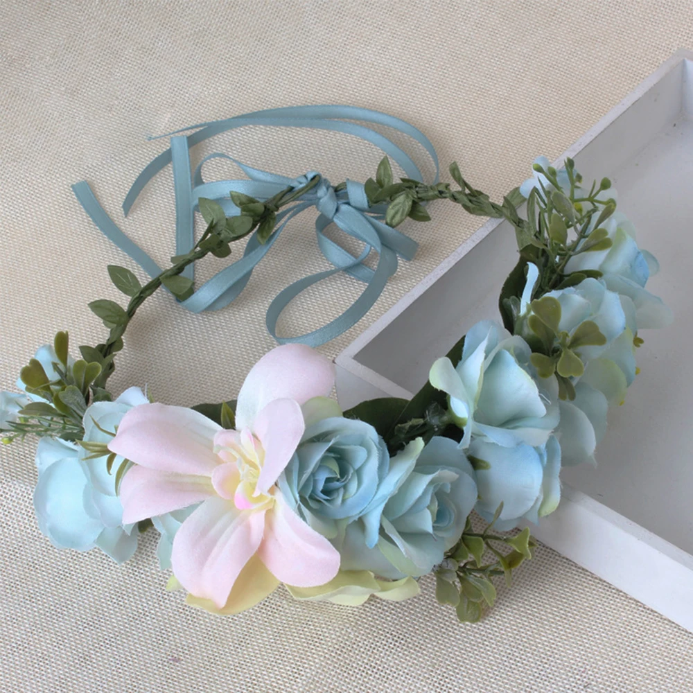 

Handmade Wreath Garland Bridal Hair Accessories Travel Photo Garland Headdress Wedding Festival Artificial Flower Decoration