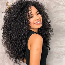 Монгольские афро кудрявый парик из натуральных черных кружевных волос парики для черных женщин предварительно сорвал 150 Плотность парики Реми