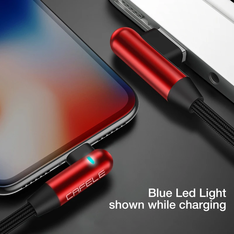 Cafele светодиодный usb-кабель для iPhone X, Xr, Xs, Max, игровой usb-кабель для мобильного телефона, для iPhone 6, 7, 8, нейлоновый Плетеный зарядный кабель