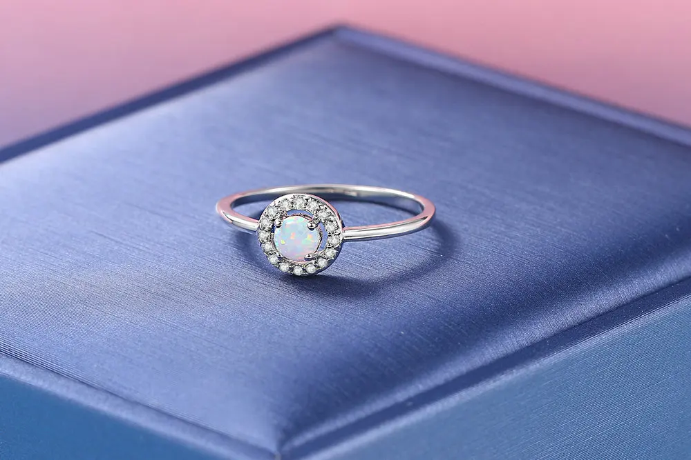 ZHOUYANG Opal Stone Rings For Women Simple Classic Round White Gold Color Party Birthday Gift For Girls Fashion Jeweley DZR032 ZHOUYANG Opal Stone Rings For Women Simple Classic Round White Gold Color Party Birthday Gift For Girls Fashion Jeweley DZR032