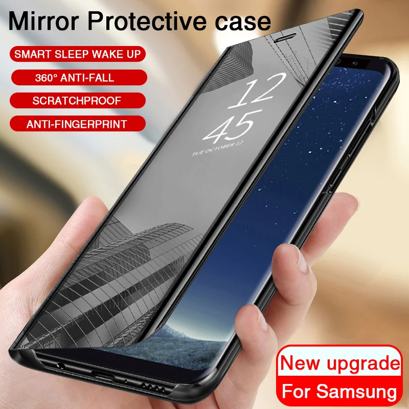 

PLV Mirror Flip Phone Case For Samsung Galaxy S8 S9 Plus Note 8 9 Clear View Cover For Samsung S7 S6 Edge Plus S8 S9 Phone Case