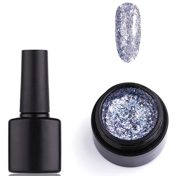 

Lulaa New 2Pcs/Set 2 In 1 Sequins + Gel Nail Polish Long-Lasting Foil Gold Sequins Nail GelCan Be Carved Shiny Diy Nail Polish