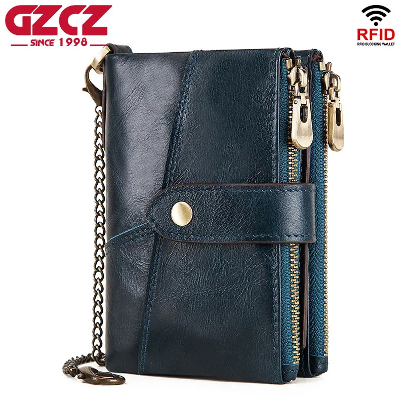 Genuine Leather Women Wallet GZCZ Casual Men Wallet Women Long Wallet In Women`s Wallet and Purses Retro Rfid Women Short Wallet