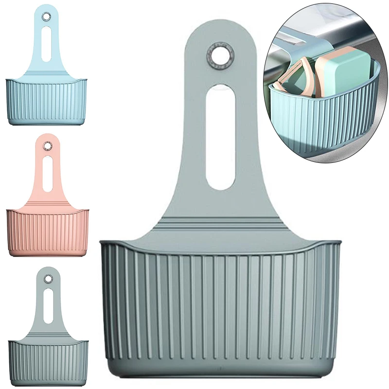 Kitchen Hanging Basket Sink Sponge Drain Holder Bathroom Storage Rack Organizer PVC 23*16cm basket strong suction