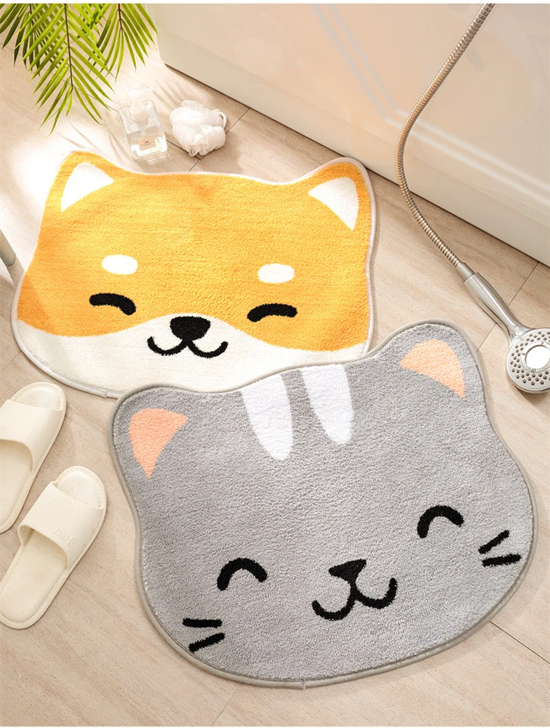 Bathmat Door Entrance Mat Cartoon Cat Bath Rug Bathroom Non-Slip Mat Toilet Entrance Door Absorbent Anti-slip Bathmats