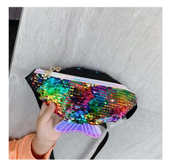 

New cute baby toddler girl waist bag mermaid fishtail sequins fanny pack fashion chest bag mini purse