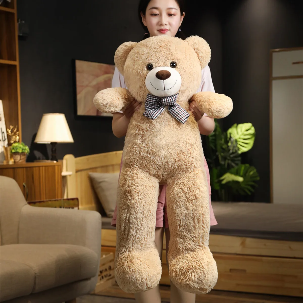 거대한 미국 곰 봉제 인형, 매우 부드러운 박제 동물 테디 베어 봉제 장난감, 어린이 소녀 발렌타인 연인 생일 선물, 105 cm, 130cm