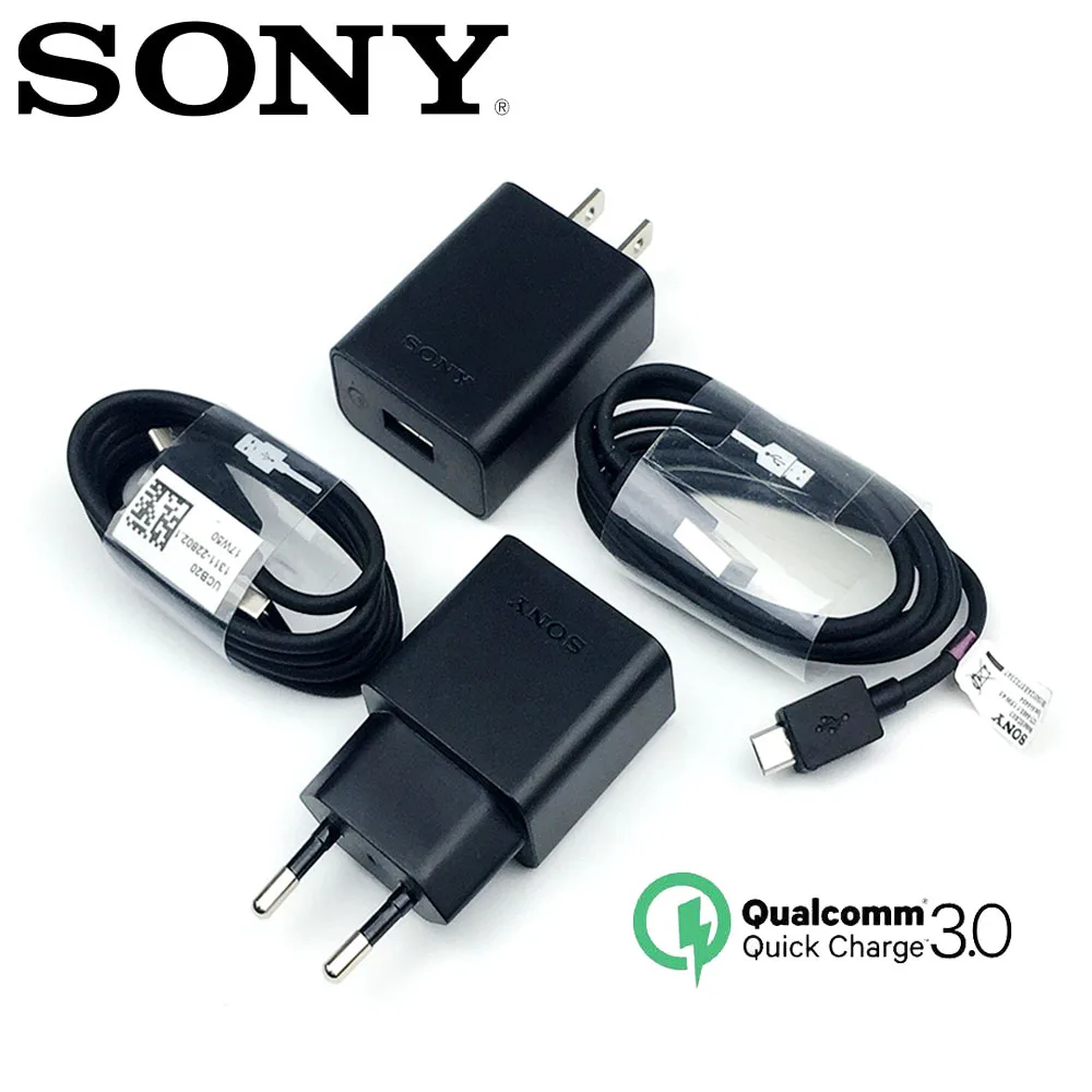 Sony быстрое зарядное устройство QC 3,0 EU/US зарядный адаптер usb micro/type c кабель для xa1 XZ XZs XZp XZ1 XZ1C Z3 Z2 Z1 Z3C