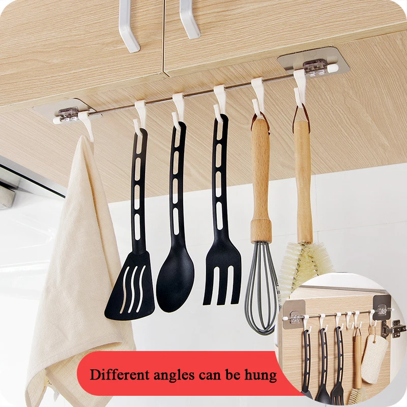 Kitchen Gabgets Cupboard 6 Hook Home Organizer Storage Rack Pantry Chest Tools  Towel Rack Storage Shelf Towels Hanger Wardrobe