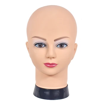 

Top Selling Female Bald Head No Hair Mannequin Jewelry Model Glass Hat Wig Display Base Pvc Training Practice Head