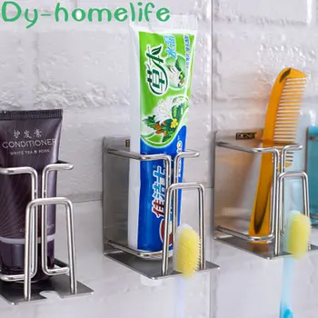 

Multifunctional Stainless Steel Toothbrush Holder Home Bathroom Storage Supplies Nail-free Simple Installation Device Rack