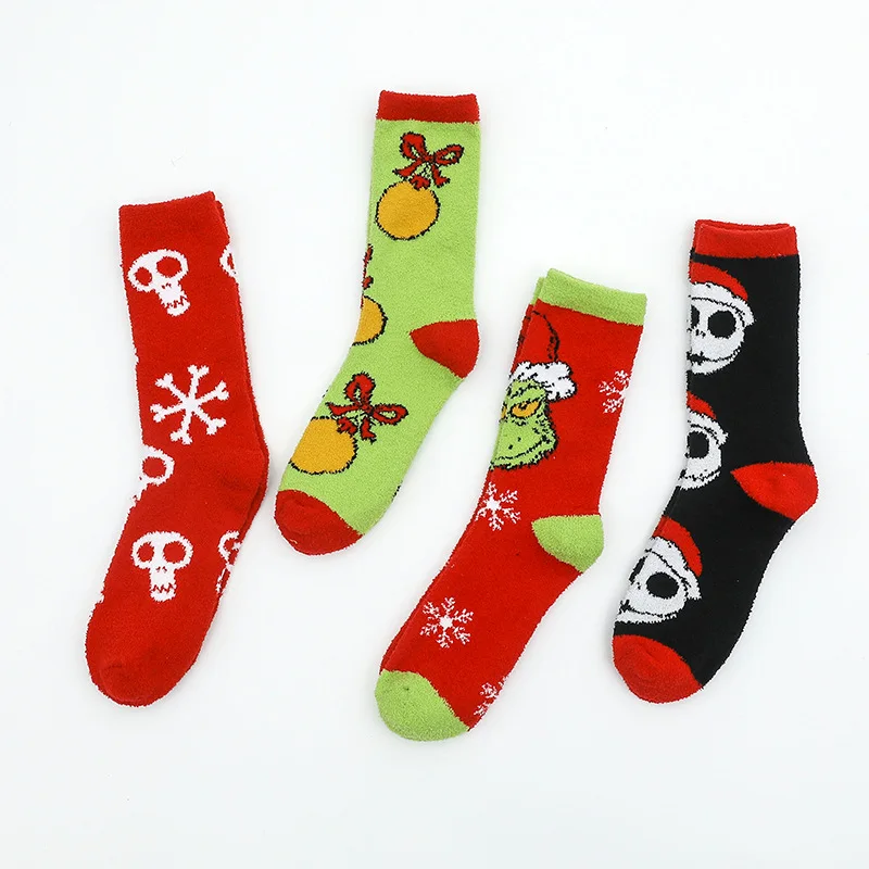 

Chaussettes de noël pour hommes et femmes, chaussettes en coton personnalisées, en tube, pour Halloween, nouvelle collection