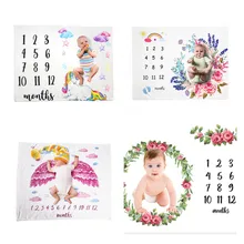 Новорожденный ребенок ежемесячный рост веха фон одеяло реквизит для фото младенца рост Мемориал Фланелевое Одеяло 100*75 см