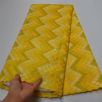 

Latest Swiss voile laces Soft Yellow Embroidered African Dry lace fabric Nigerian Cotton Lace clothes gown High quality 5 yards