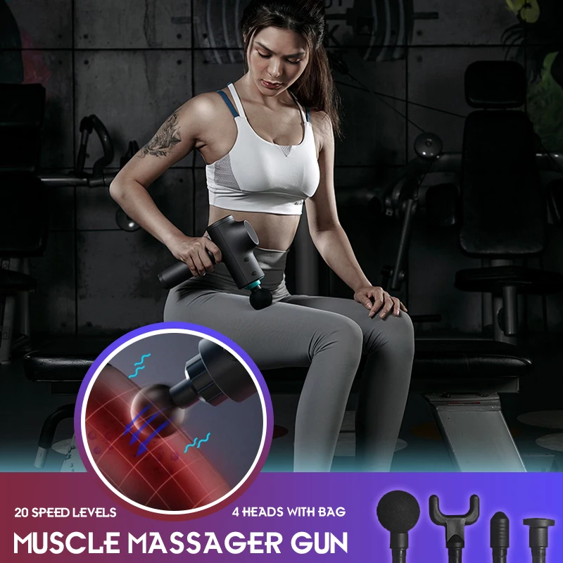 

Gym Electric Muscle Gun Therapy Fascia Massage Gun 20 Speed Deep Tissue Vibration Muscle Relaxation Fitness Equipment with Bag