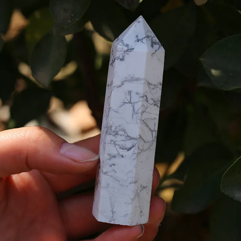1 шт. ручная резьба натуральный белый бирюзовый кварц howlite crystal wand point 80 мм для