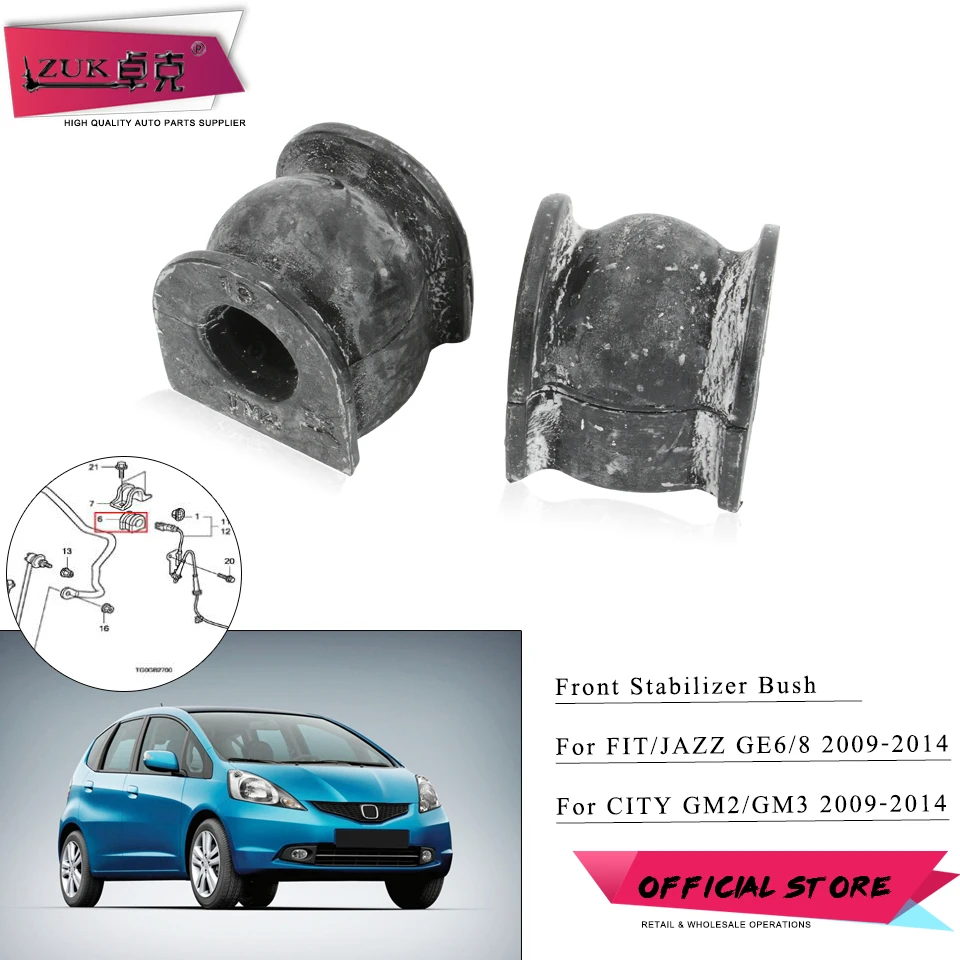 ZUK buje soporte de goma para barra estabilizadora delantera de suspensión, para HONDA FIT JAZZ GE6 GE8 CITY GM2 GM3 2010 2011 2013 2014|Eje estabilizador del vehículo| - AliExpress