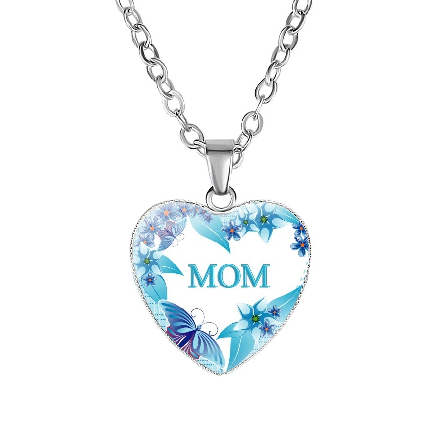 Collares con colgante mujer, cadena con forma de corazón letra de mamá, joyería para el día de la madre|Collares colgantes| - AliExpress