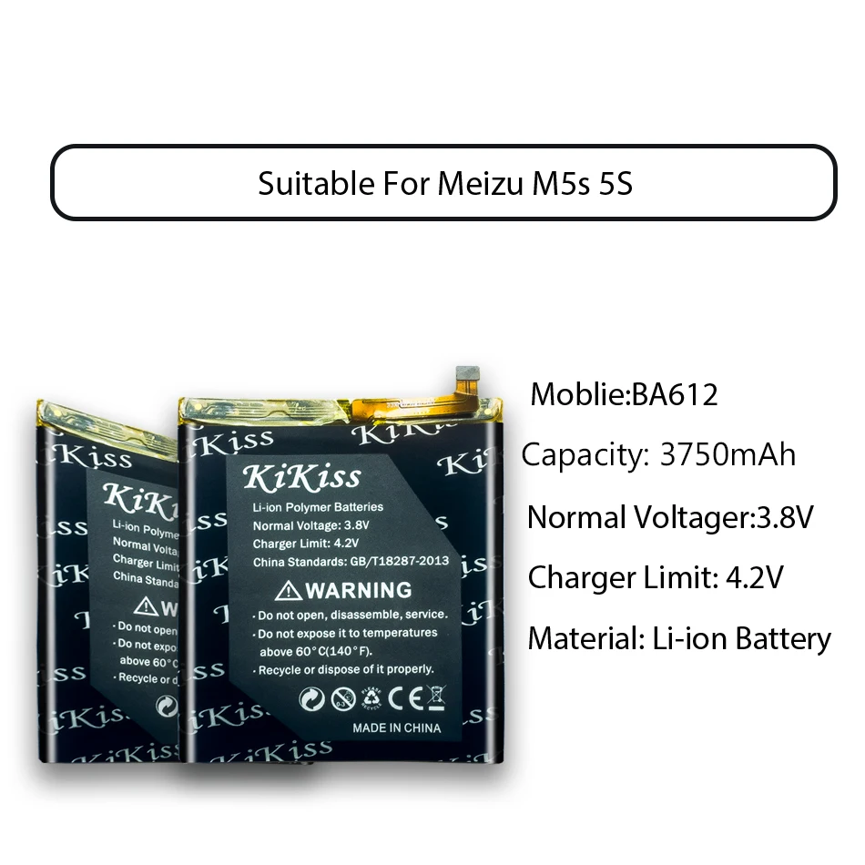 Аккумулятор KiKiss для Meizu 5S, аккумулятор M5S, аккумулятор M612Q M612M BA612, аккумулятор для Meizu 5S, 3750 мА/ч+ Инструменты