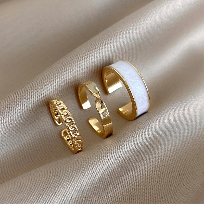 

BOAKO New Gothic Style Three Piece Open Ring Fashion Korean Female Jewelry European and American Women Wedding Sexy Ring Student