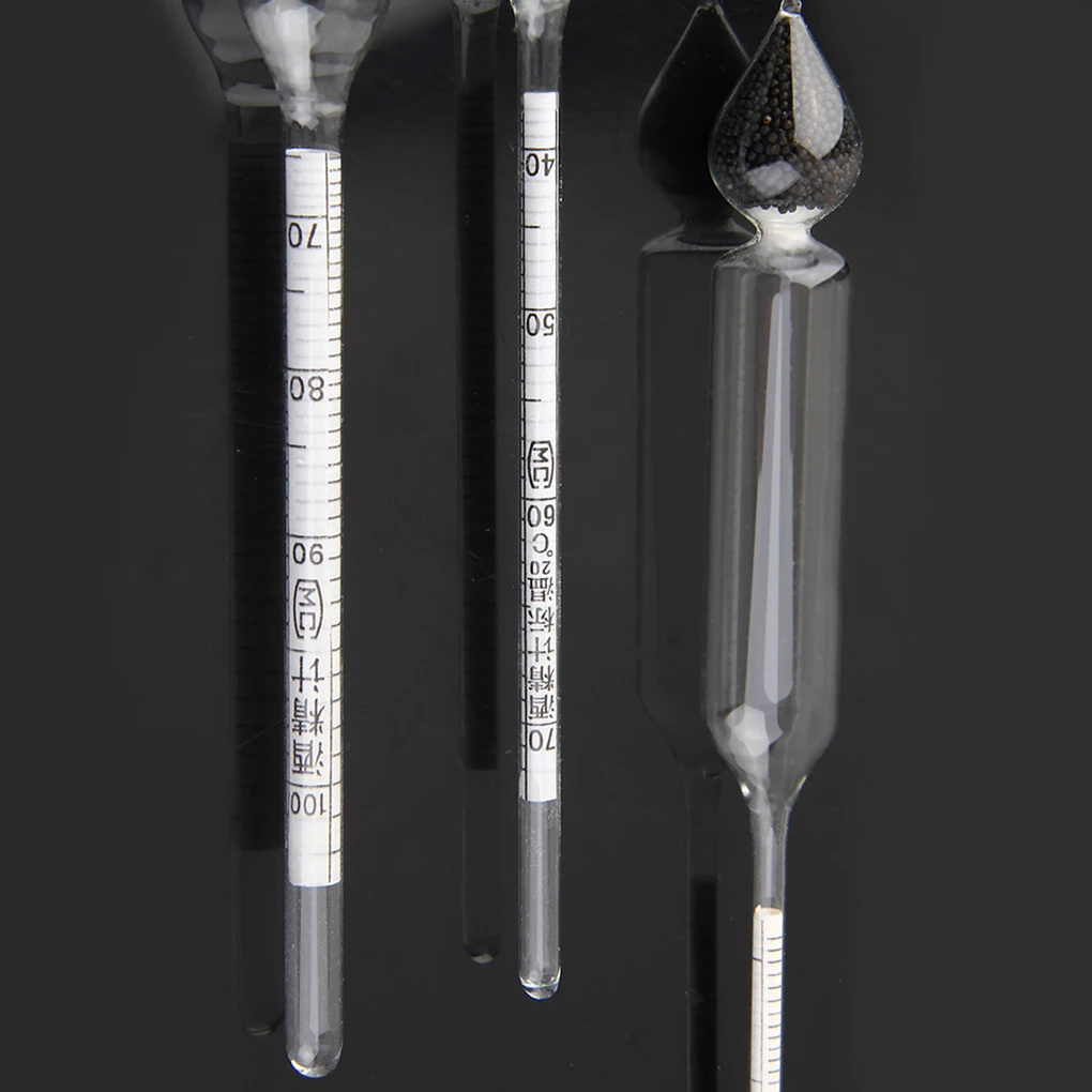 Professional Measure 0 to 100% Alcohol Content 3 Pieces Hydrometer Set Professional Measure 0 to 100% Alcohol Content 3 Pieces Hydrometer Set