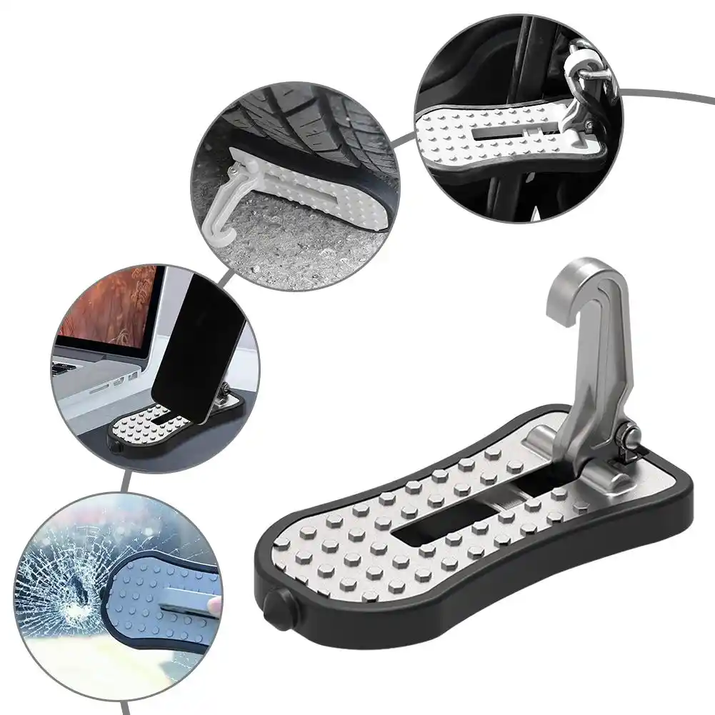 Universal Folding Car Door Step Latch Hook Step Mini Auxiliary Foot Pedal Aluminium Alloy Safety Hammer For Jeep Car Accessories