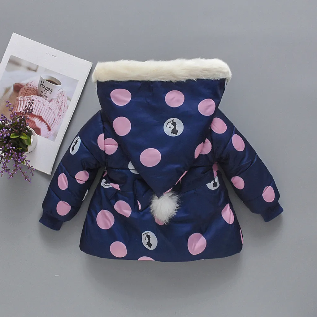 Baby Girls Boys Winter Coats Winter Dot Print Infant Cute Hooded Jacket For Girls Kids Baby Velvet Coat Autumn Outwear